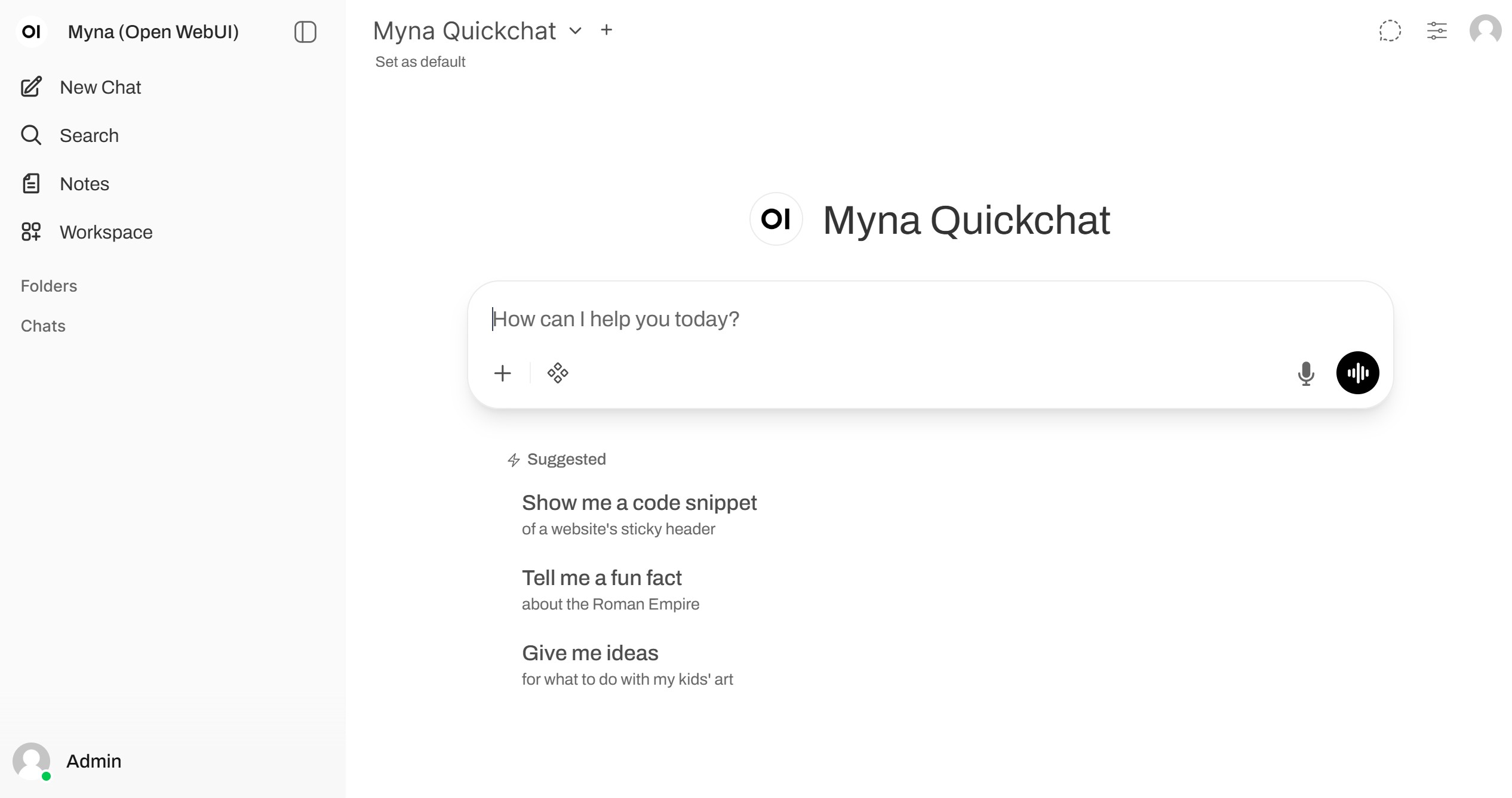 MYNA chat interface